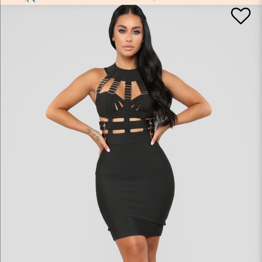 Fashion Nova Kimberly bodycon Black Dress bandage